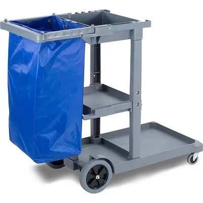 Carro de limpieza de plataforma corta, bolsa de 300 libras